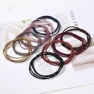 Elastici per Capelli ad Alta Elasticità Minimalisti Fatti a Mano Annodati Porta Coda di Cavallo Tinta Unita Tessuto Accessori per Capelli da Donna