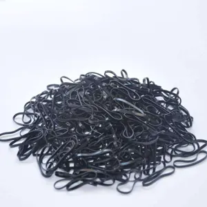 Bulk pack of small black hair elastic bands, highly stretchy rubber hair ties for kids.