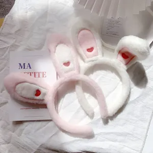 Simpatico Cerchietto con Orecchie da Coniglio 3D in Peluche per Donna Ragazza Morbida Fascia per Lavare Viso Trucco Accessori