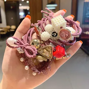Korean style pearl hair ties set elegant hair scrunchies cute hair accessories for women