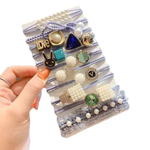 Korean style hair tie set pearl and crystal hair accessories for women and girls 11pcs