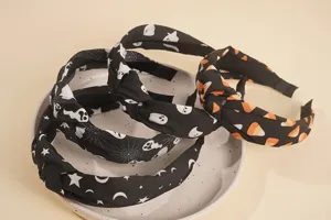 Halloween ghost web pattern knotted chiffon headband women fashion hair hoop accessories