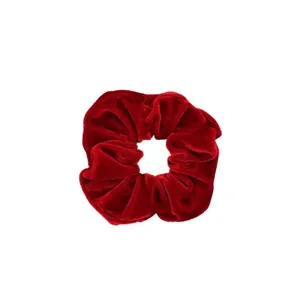 Chouchou en velours rouge pour femmes, bande elastique douce, elegant accessoire de cheveux.