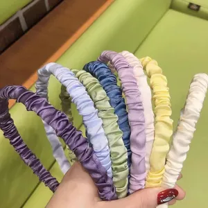 Korean style pleated satin headband multi color hair hoop sweet cute sweet hair accessories