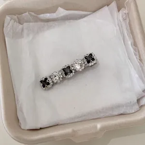Exquisite rhinestone duckbill hair clip with black and white crystal for women elegant styling