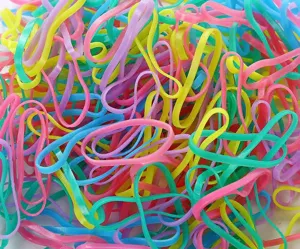 Colorful high elasticity hair bands for kids, thick durable rubber hair ties bulk set.