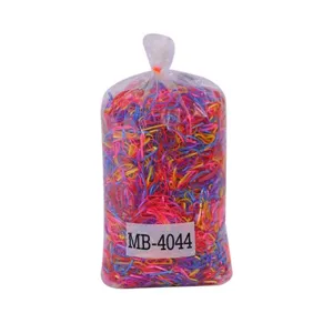 Colorful elastic hair bands for kids, high stretch rubber hair ties in transparent storage bag.