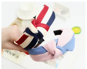 Korean style fabric cross knotted wide hair hoop fashion versatile cute hair band for women