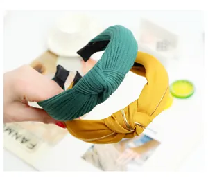 Korean style fabric cross knotted wide hairband, stylish and versatile hair hoop for women