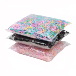 Disposable elastic hair bands set, multi-color small rubber hair ties for daily use.