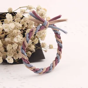 Korean style braided hair tie with multi-color design, elastic and durable for daily styling.