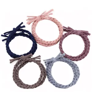 Korean style braided hair tie elastic hair rope cute scrunchies multi color set pack