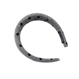 Bandeau à pois en velours gris pour femmes, cerceau à cheveux épais en éponge, accessoire chic.