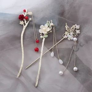 Chinese antique hair sticks vintage tassel hairpins traditional hanfu hair accessories