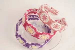 Bohemian crochet hair hoop handmade knitted wide brim headband for women daily hair accessories