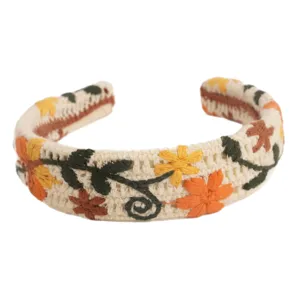 Bandeau floral au crochet bohème pour femmes, accessoire de cheveux en tricot d'automne