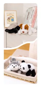 Cute plush toy lying flat animal doll honey badger puppy husky panda desktop healing ornament