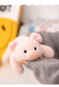 Cute pink plush pig stuffed animal toy soft hugging desktop healing ornament companion doll