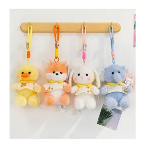 Leuke tekenfilm dier pluche speelgoed hanger sleutelhanger, zachte pop tas charmes.