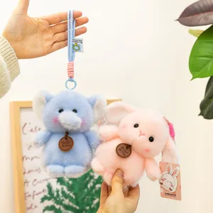 Peluche lindo elefante conejo llavero colgante mochila suave juguete regalo animal