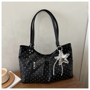 Korean style polka dot print large capacity shoulder bag fashionable tote bag for women daily wear