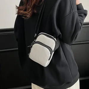 Women solid color minimalist crossbody shoulder bag lightweight daily phone purse detail view