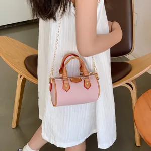 Kids mini pillow bag with stylish chain cute pink shoulder crossbody bag for girls and boys.