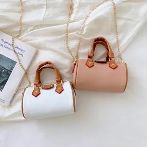 Kids mini pillow bag with chain strap, cute PU leather crossbody shoulder handbag for girls.