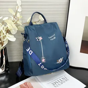 Stylish casual anti-theft women backpack with delicate embroidery and large capacity.