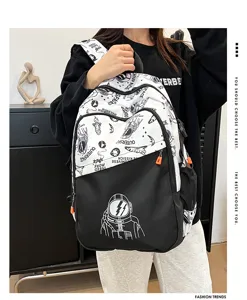 Mochila escolar de estudiante con astronauta graffiti, gran bolso impermeable y elegante.