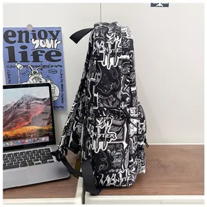 Mochila informal minimalista de gran capacidad con elegantes letras de grafiti para el d