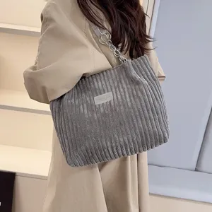 Women corduroy tote bag large capacity underarm shoulder bag winter fashion commuting bag