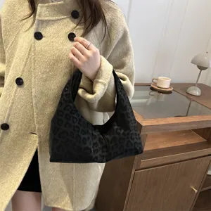 Korean style women leopard print handbag casual chic shoulder bag daily tote fashion design