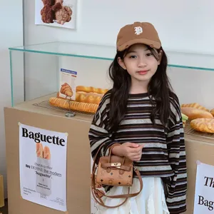 Bolso cruzado mini con estampado de dibujos animados para niños bolso marrón de moda