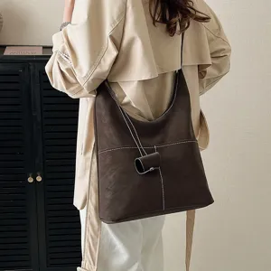 Retro suede women shoulder bag large capacity casual tote bag autumn winter daily commuting