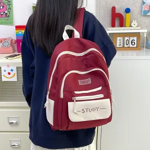 Korean style casual waterproof large capacity student backpack for school and daily use.