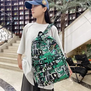 Mochila casual de gran capacidad con graffiti bolsa escolar de moda para estudiantes