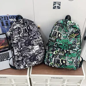 Nueva mochila grande casual minimalista moda graffiti bolso escolar moderno y cool