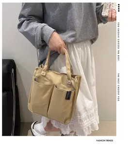 Lässige Canvas-Tasche mit mehreren Taschen, große Kapazität, Pendler-Handtasche, Alltag.