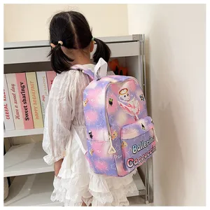 Kids cartoon school backpack cute gradient star book bag for kindergarten and primary students.