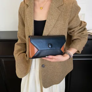 Chic contrast color clutch bag for women, stylish evening party envelope handbag.