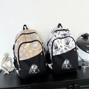 Mochila escolar de graffiti de astronauta para estudiantes, bolsa impermeable grande.