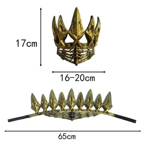 Middeleeuwse koningskroon detailweergave met afmetingen van hoogte en breedte voor cosplay.