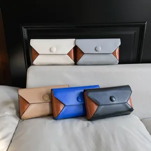 Minimalist PU Leather Color Block Envelope Clutch Bag Women Fashion Chic Evening Party Handbag Casual Hand Purse