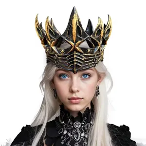 Middeleeuwse gotische zwart gouden kroon cosplay feest hoofdtooien halloween kostuum tiara
