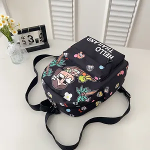 Cute cartoon print kids school backpack, lightweight water-resistant daypack for kindergarten.