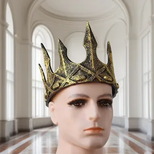 Middeleeuwse Koningskroon Halloween Masquerade Feest Kostuum Prop Cosplay Hoofddeksel Polyurethaanschuim Vintage Goud Zilver Brons Accessoire