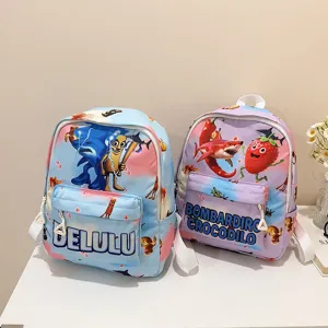 Kids cartoon print school backpack, cute stylish waterproof lightweight casual daypack for children.
