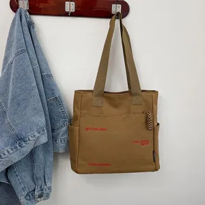 Casual canvas tote bag large capacity shoulder handbag for women daily student book bag details.