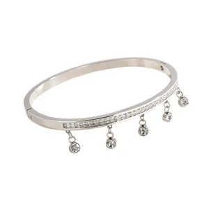 Fashion single row diamond hanging titanium steel bracelet, elegant minimalist starry design.